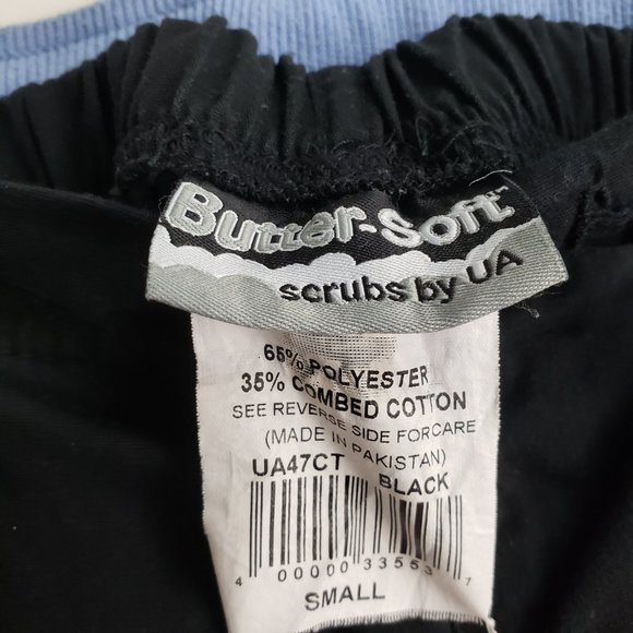 UA Butter-soft Stretch Floral Scrub Top + 2 Scrub Pants Bundle Ceil Blue Black S - Picture 11 of 13